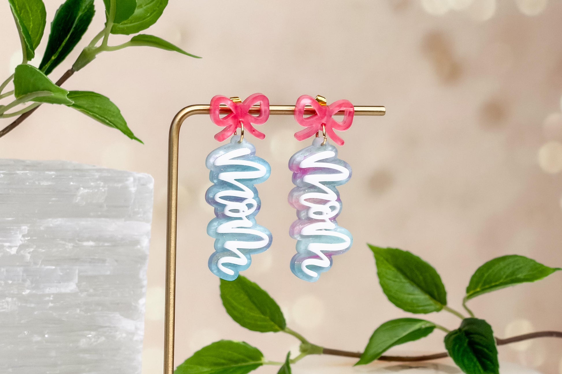 Mom Earrings SVG Laser Cut File – Layered Acrylic Earring Design with Optional Engraved Version for Glowforge, xTool, OMTech
