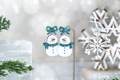 Snowman Earrings SVG | Winter Laser Cut Earring File for Glowforge xTool | Christmas Dangle Jewelry Design for Acrylic or Wood