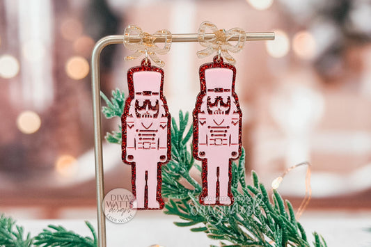 Nutcracker Earrings SVG File – Christmas Earrings Laser Cut Design, Glowforge xTool Acrylic Earring Template, Holiday Jewelry SVG
