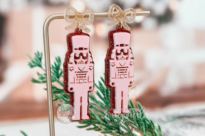 Nutcracker Earrings SVG File – Christmas Earrings Laser Cut Design, Glowforge xTool Acrylic Earring Template, Holiday Jewelry SVG