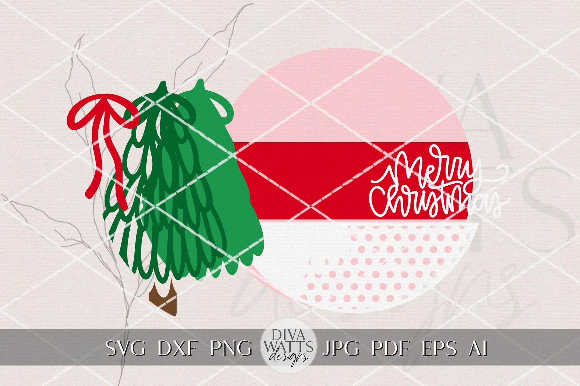 Coquette Christmas Door Hanger SVG | Bow & Tree Layered Round Sign | Holiday Laser Cut File for Glowforge xTool OMTech DIY Porch Décor
