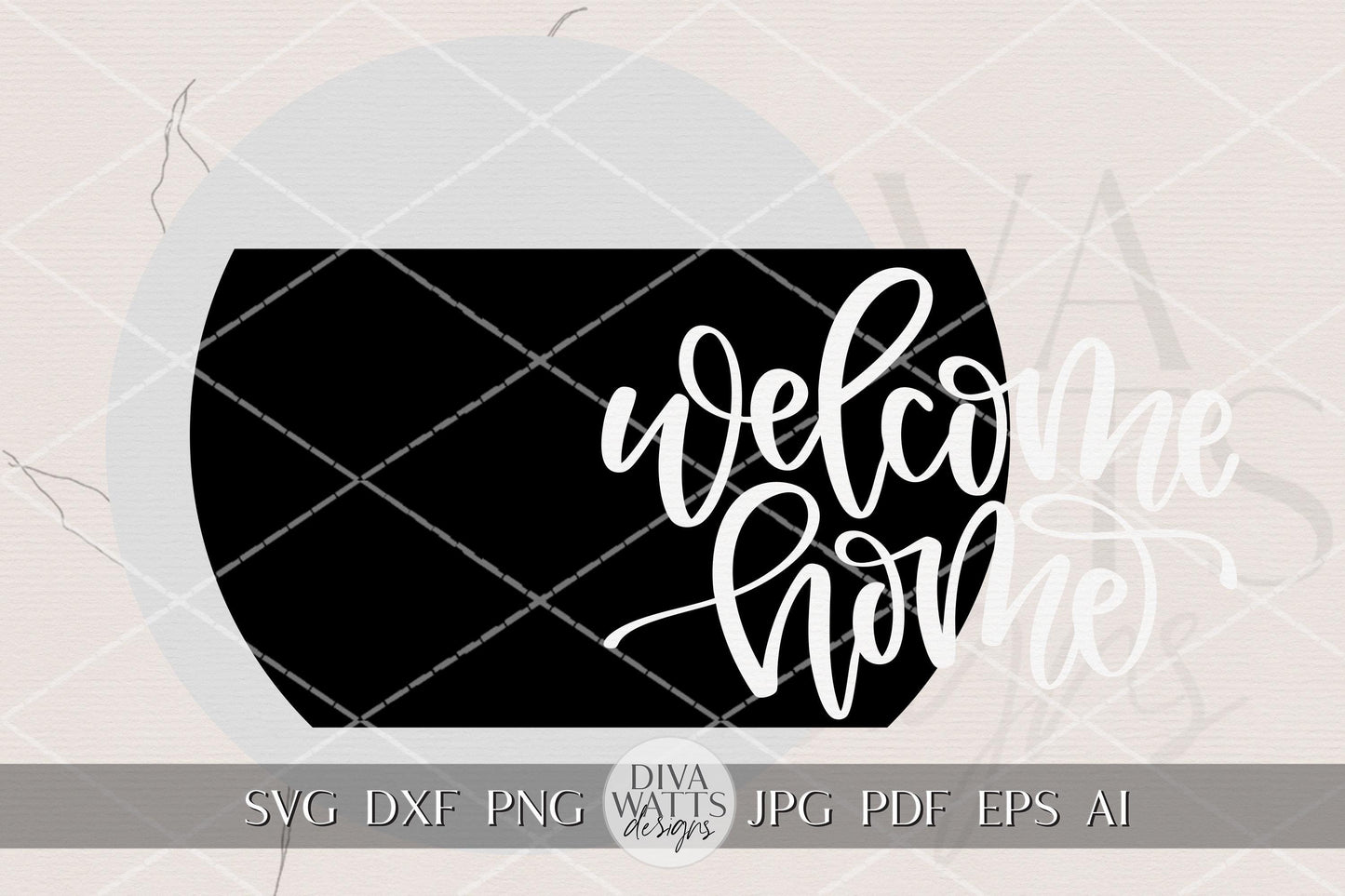 Welcome Home Round Door Hanger SVG | Modern Script Laser Cut File for Glowforge xTool OMTech | Front Porch Wood Sign DIY