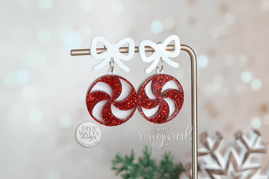 Peppermint Candy Earrings SVG | Layered Christmas Earring Laser Cut File for Glowforge xTool | Holiday Jewelry SVG for Winter Crafts