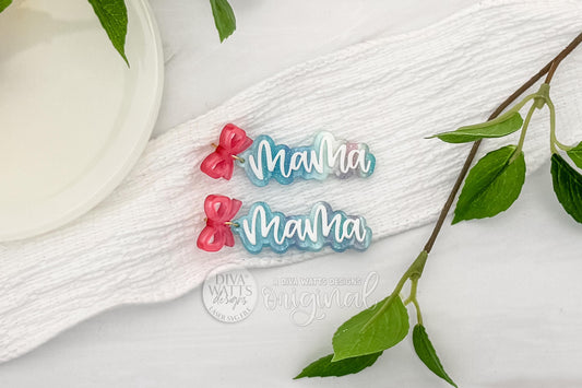 Mama Earrings SVG Laser Cut File – Layered Acrylic Earring Design with Optional Engraved Version for Glowforge, xTool, OMTech