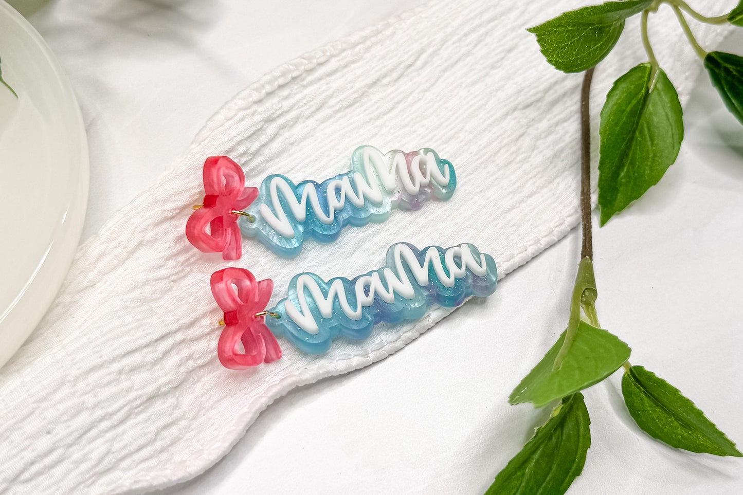 Mama Earrings SVG Laser Cut File – Layered Acrylic Earring Design with Optional Engraved Version for Glowforge, xTool, OMTech