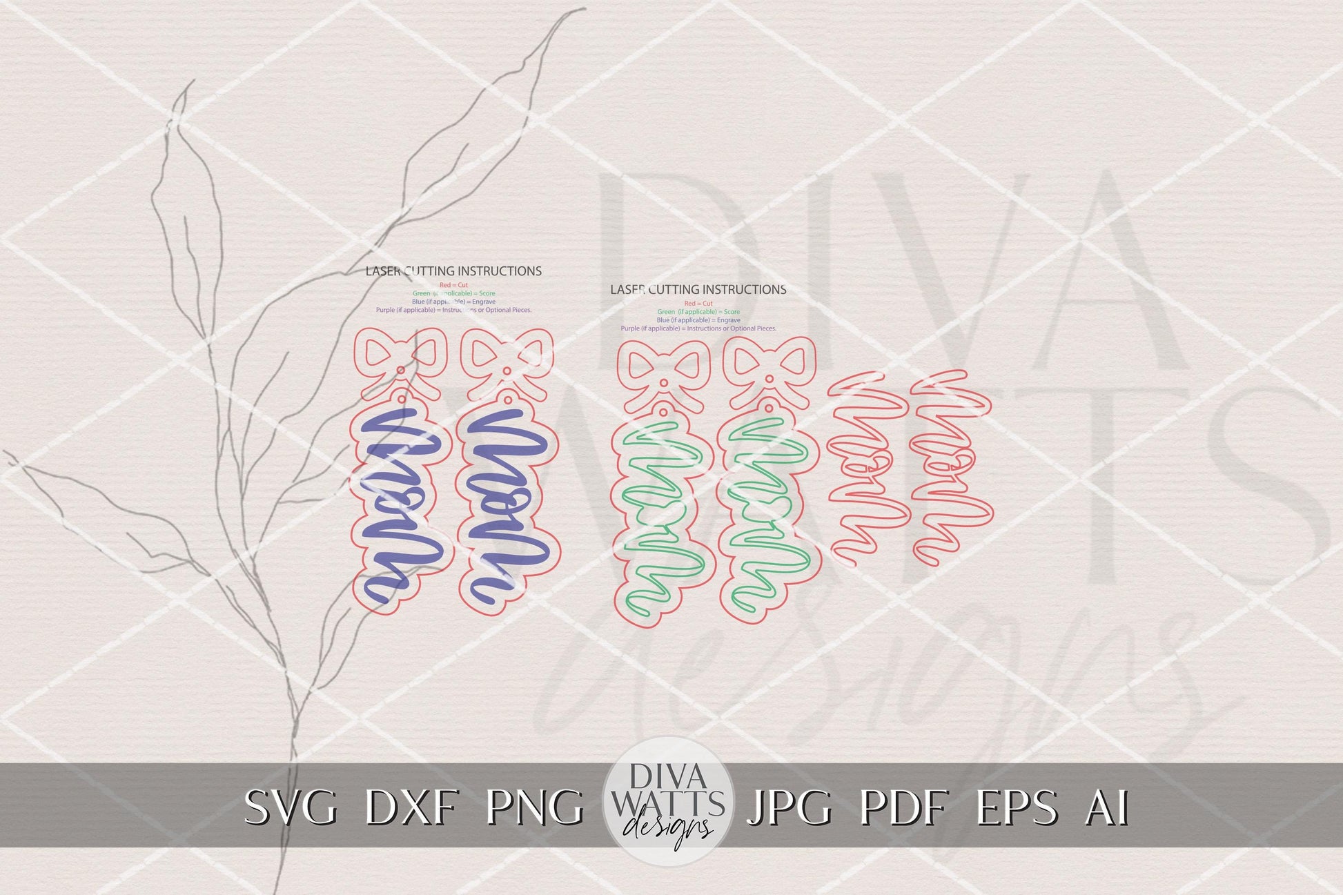 Mom Earrings SVG Laser Cut File – Layered Acrylic Earring Design with Optional Engraved Version for Glowforge, xTool, OMTech