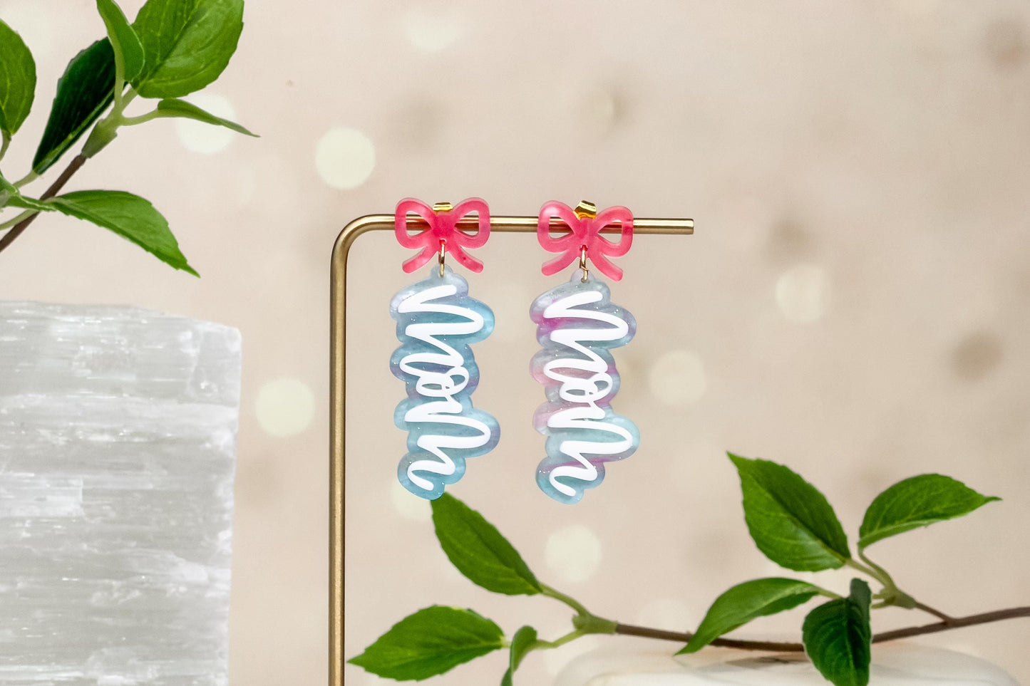 Mom Earrings SVG Laser Cut File – Layered Acrylic Earring Design with Optional Engraved Version for Glowforge, xTool, OMTech