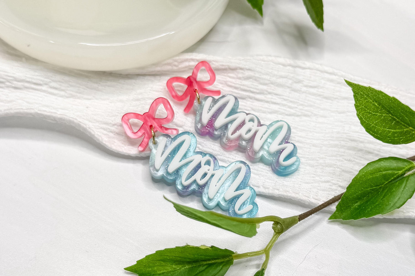 Mom Earrings SVG Laser Cut File – Layered Acrylic Earring Design with Optional Engraved Version for Glowforge, xTool, OMTech