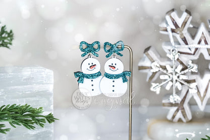 Snowman Earrings SVG | Winter Laser Cut Earring File for Glowforge xTool | Christmas Dangle Jewelry Design for Acrylic or Wood