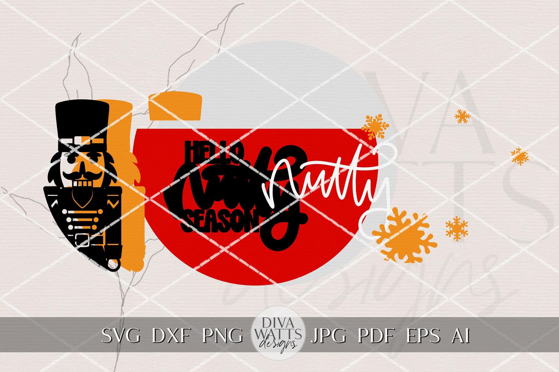 Hello Nutty Season SVG | Nutcracker Round Door Hanger Laser Cut File for Christmas Porch Sign | Funny Holiday SVG for Glowforge & xTool