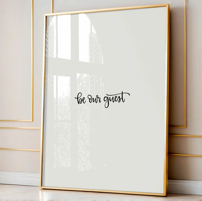 Be Our Guest Printable Wall Art, Hand-Lettered Quote Digital Print for Home Décor, Modern Minimalist Entryway Sign, Instant Download Artwork