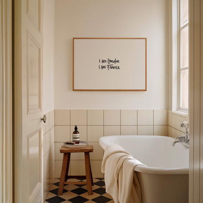 Printable Wall Art Hand Lettered ‘I See London I See France’ Modern Bathroom Decor Funny Minimalist Digital Print Instant Download