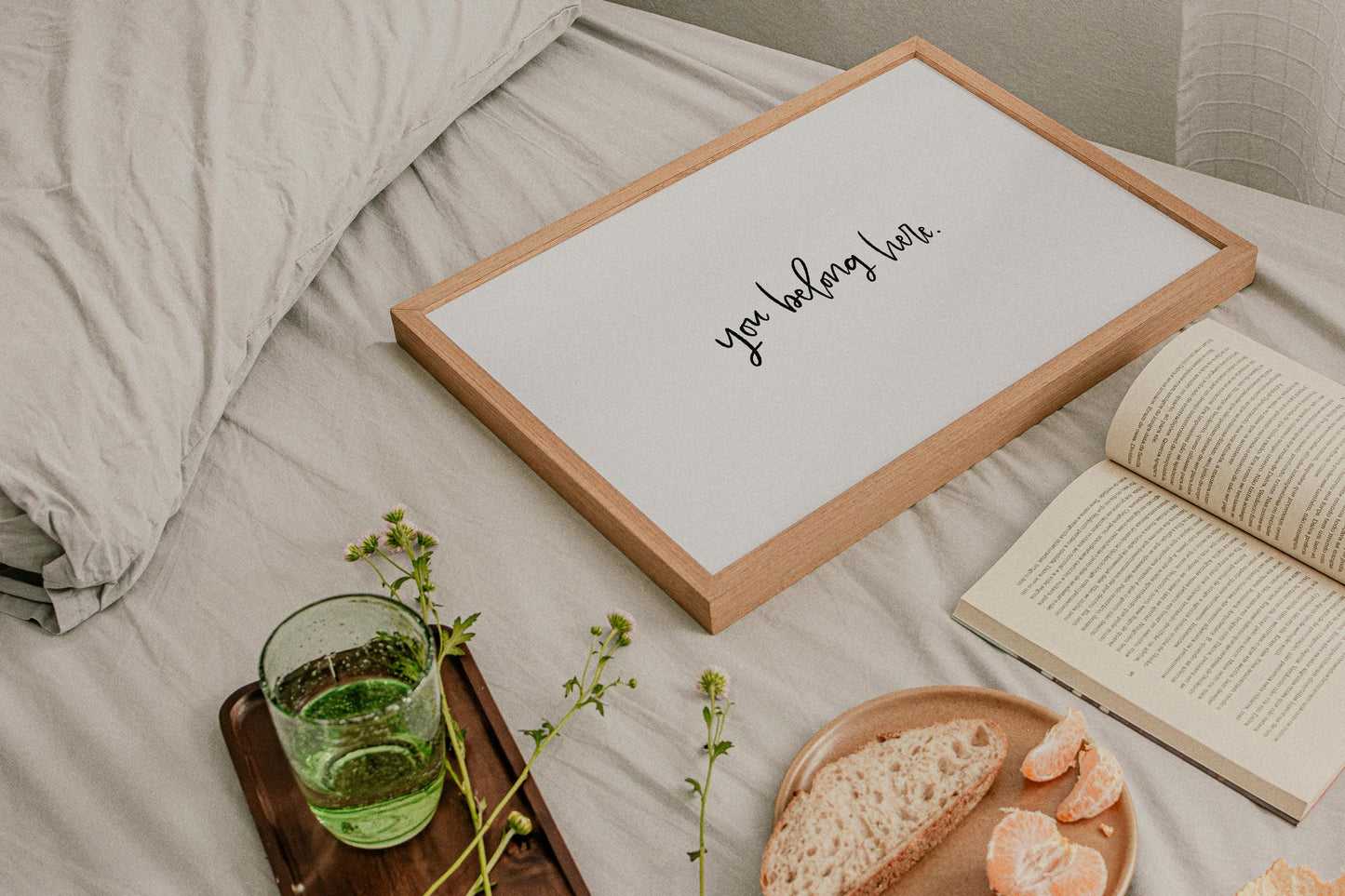 You Belong Here Printable Wall Art, Hand-Lettered Inspirational Quote Digital Print for Home Décor, Modern Minimalist Artwork