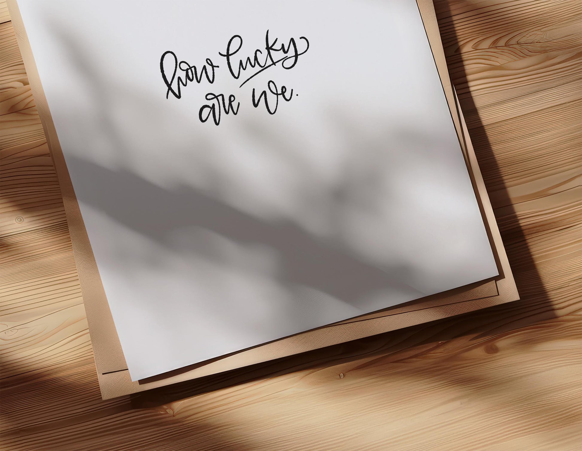 Printable Wall Art Hand Lettered 'How Lucky Are We' Inspirational Digital Print for Home Wall Decor Modern Minimalist Instant Download