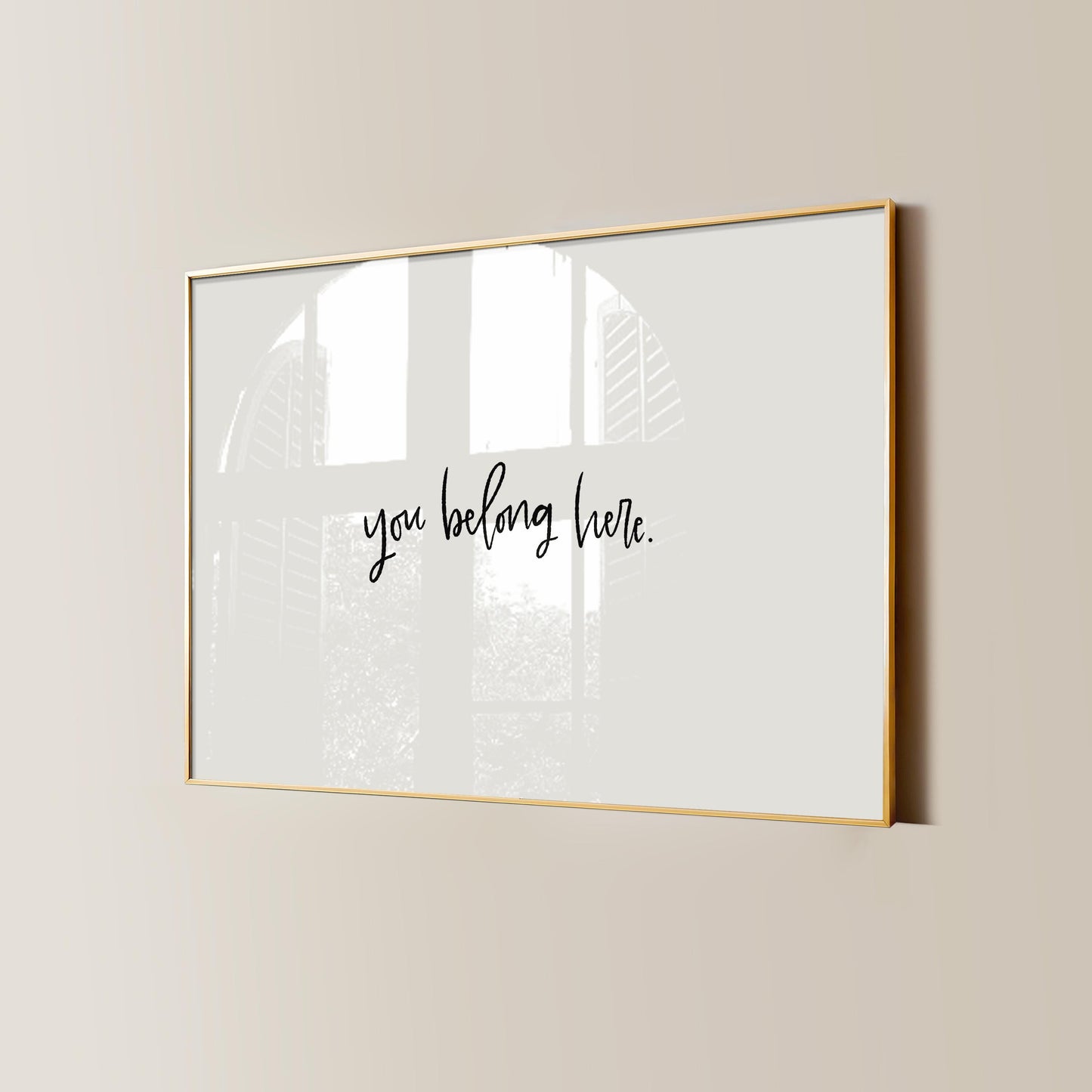 You Belong Here Printable Wall Art, Hand-Lettered Inspirational Quote Digital Print for Home Décor, Modern Minimalist Artwork