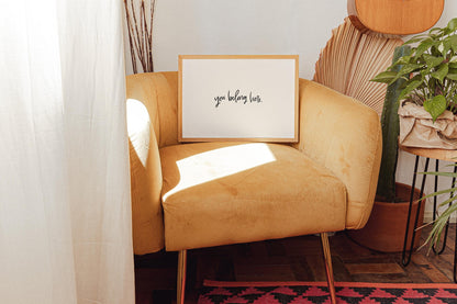 You Belong Here Printable Wall Art, Hand-Lettered Inspirational Quote Digital Print for Home Décor, Modern Minimalist Artwork