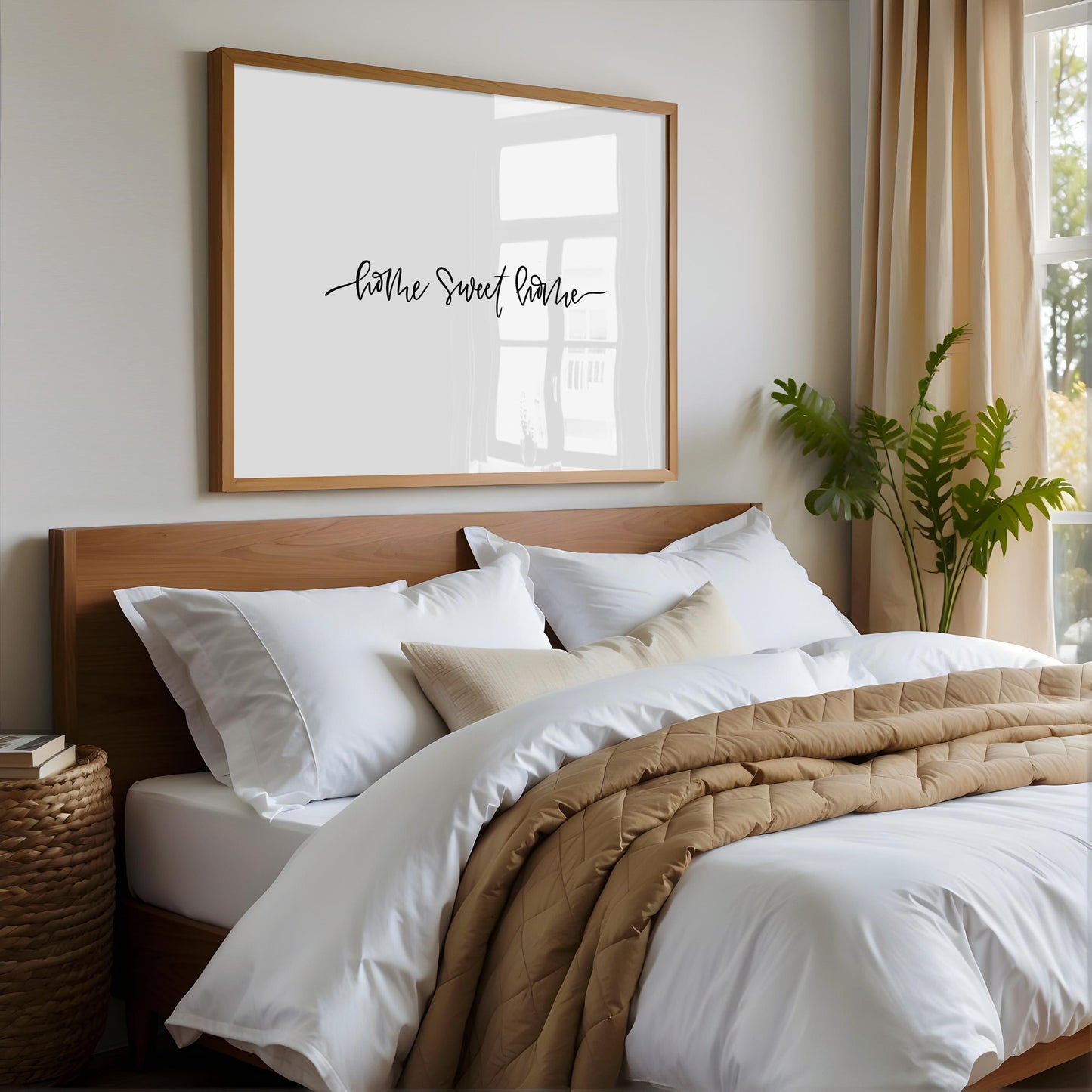 Home Sweet Home Printable Wall Art, Hand-Lettered Quote Digital Print for Cozy Home Décor, Modern Minimalist Entryway & Gallery Wall Art