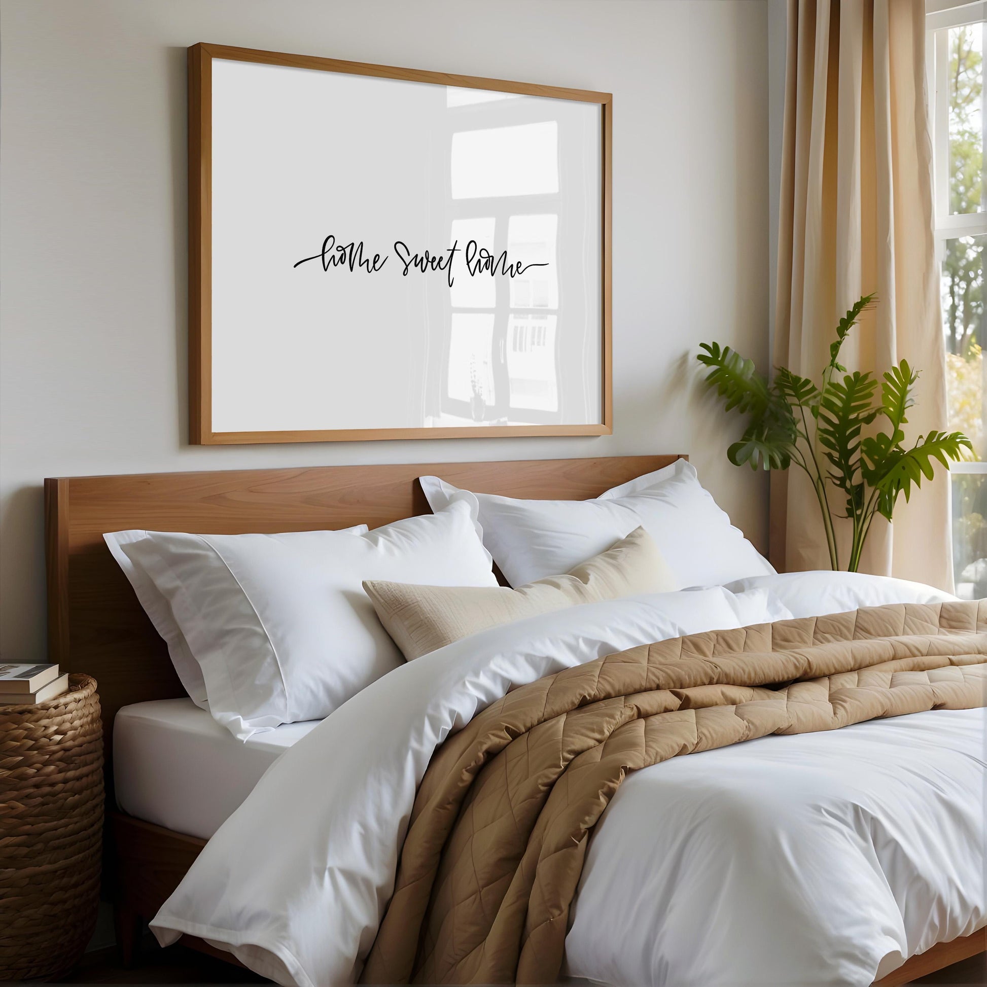 Home Sweet Home Printable Wall Art, Hand-Lettered Quote Digital Print for Cozy Home Décor, Modern Minimalist Entryway & Gallery Wall Art