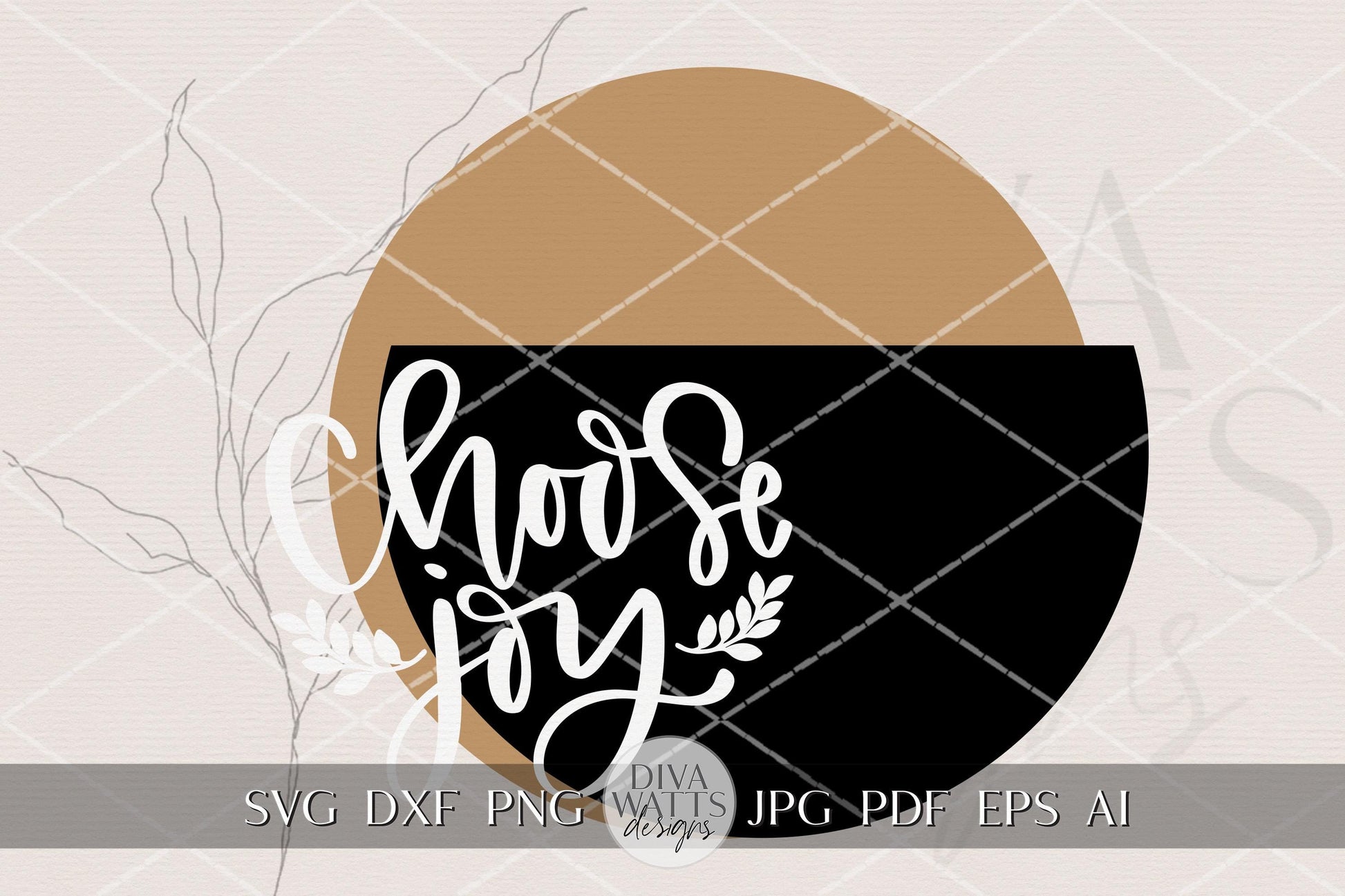 Choose Joy Round Door Hanger SVG File, Inspirational Door Sign Laser Cut Design, Choose Joy Porch Decor, Layered DIY Wood Sign SVG