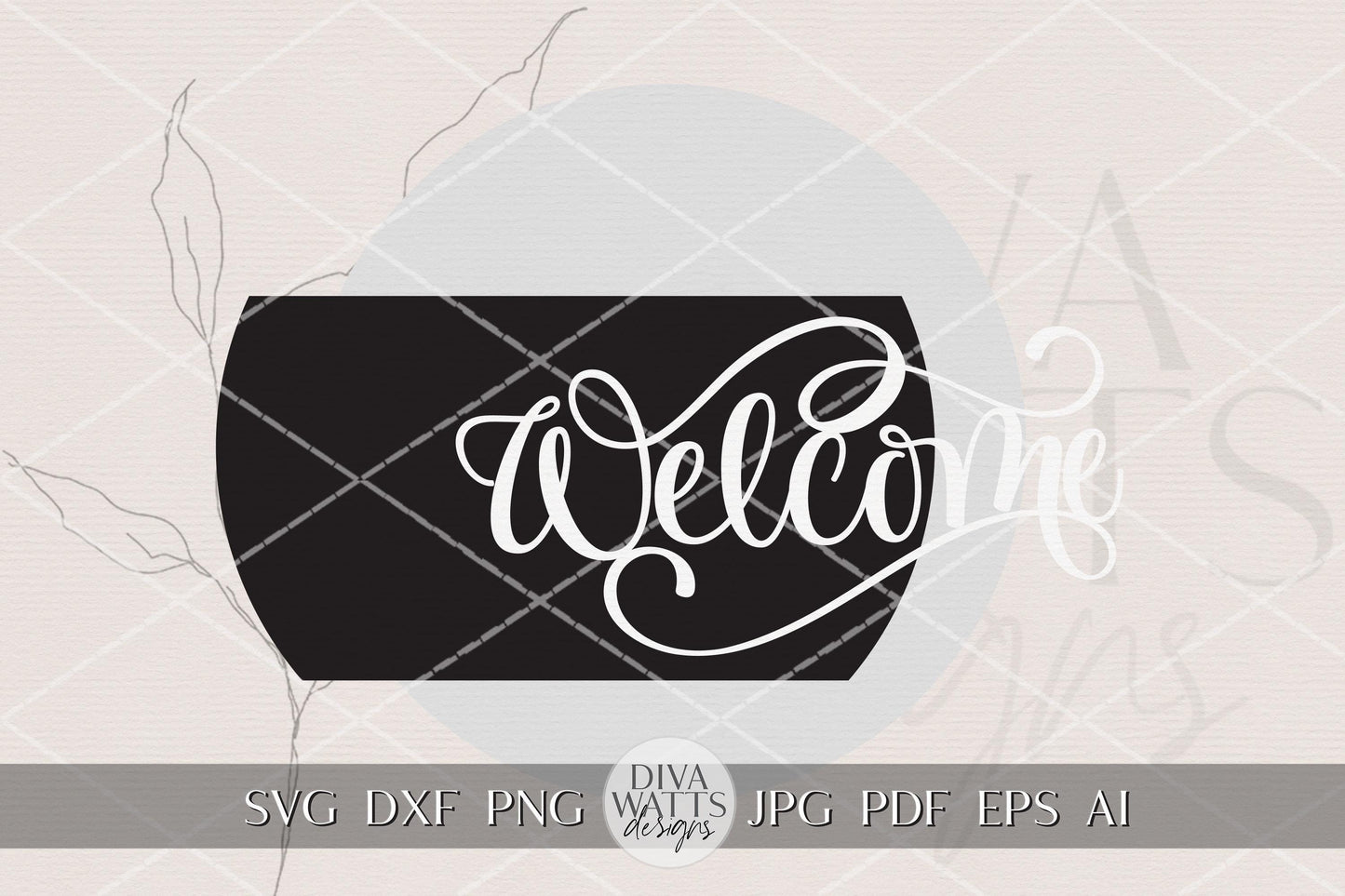 Welcome Round Door Hanger SVG File, Welcome Door Sign Laser Cut Design, Farmhouse Porch Decor, Layered DIY Wood Round Sign SVG Everyday Sign