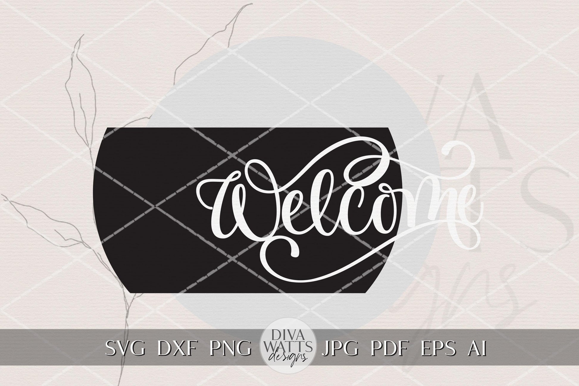 Welcome Round Door Hanger SVG File, Welcome Door Sign Laser Cut Design, Farmhouse Porch Decor, Layered DIY Wood Round Sign SVG Everyday Sign
