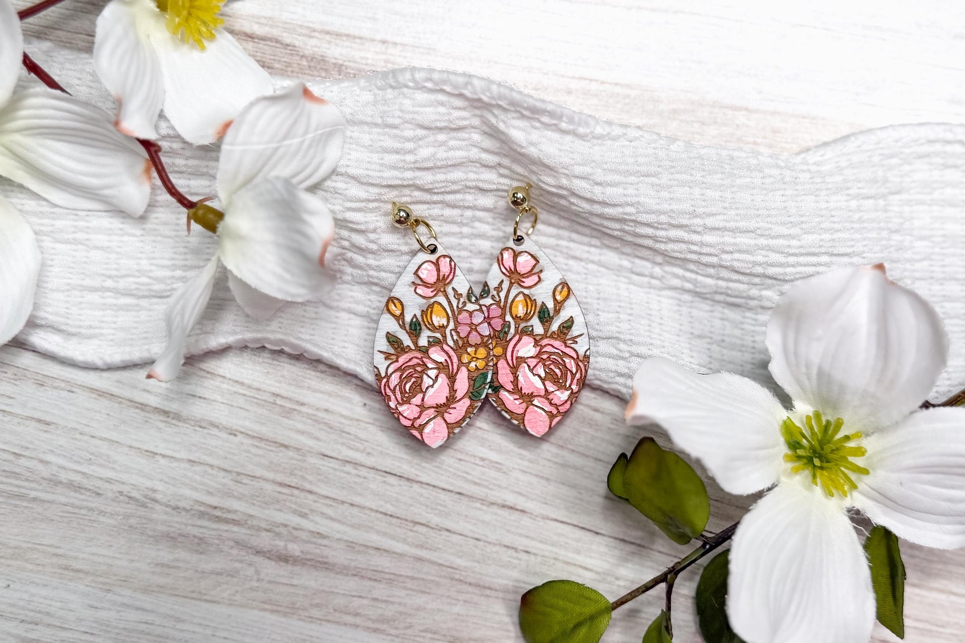 Peony Petal Laser Earrings SVG Cut File Floral Jewelry Design Wood Earrings Digital Download for Laser Cutting Only