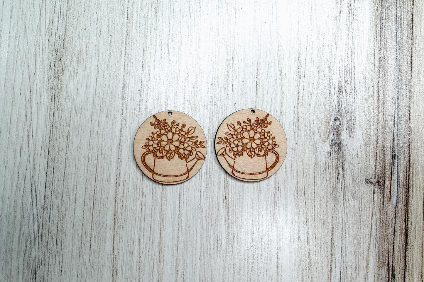 Daisy Watering Can Laser Earrings SVG Cut File Floral Garden Jewelry Wood Earrings Digital Download for Laser Cutting Only