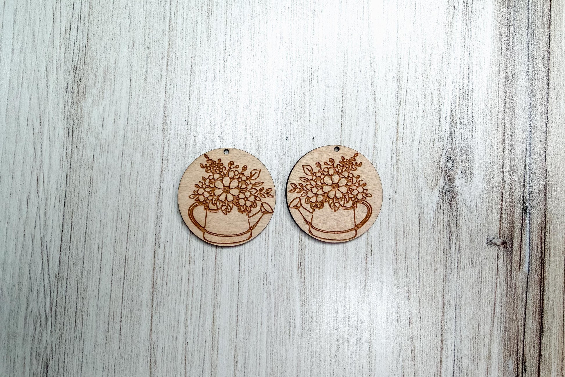 Daisy Watering Can Laser Earrings SVG Cut File Floral Garden Jewelry Wood Earrings Digital Download for Laser Cutting Only
