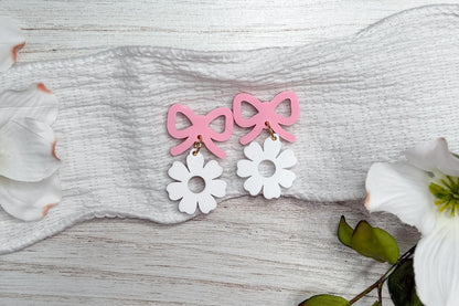 Bow and Daisy Laser Earrings SVG Cut File Floral Dangle Jewelry Design Wood Earrings Digital Download for Laser Cutting Only