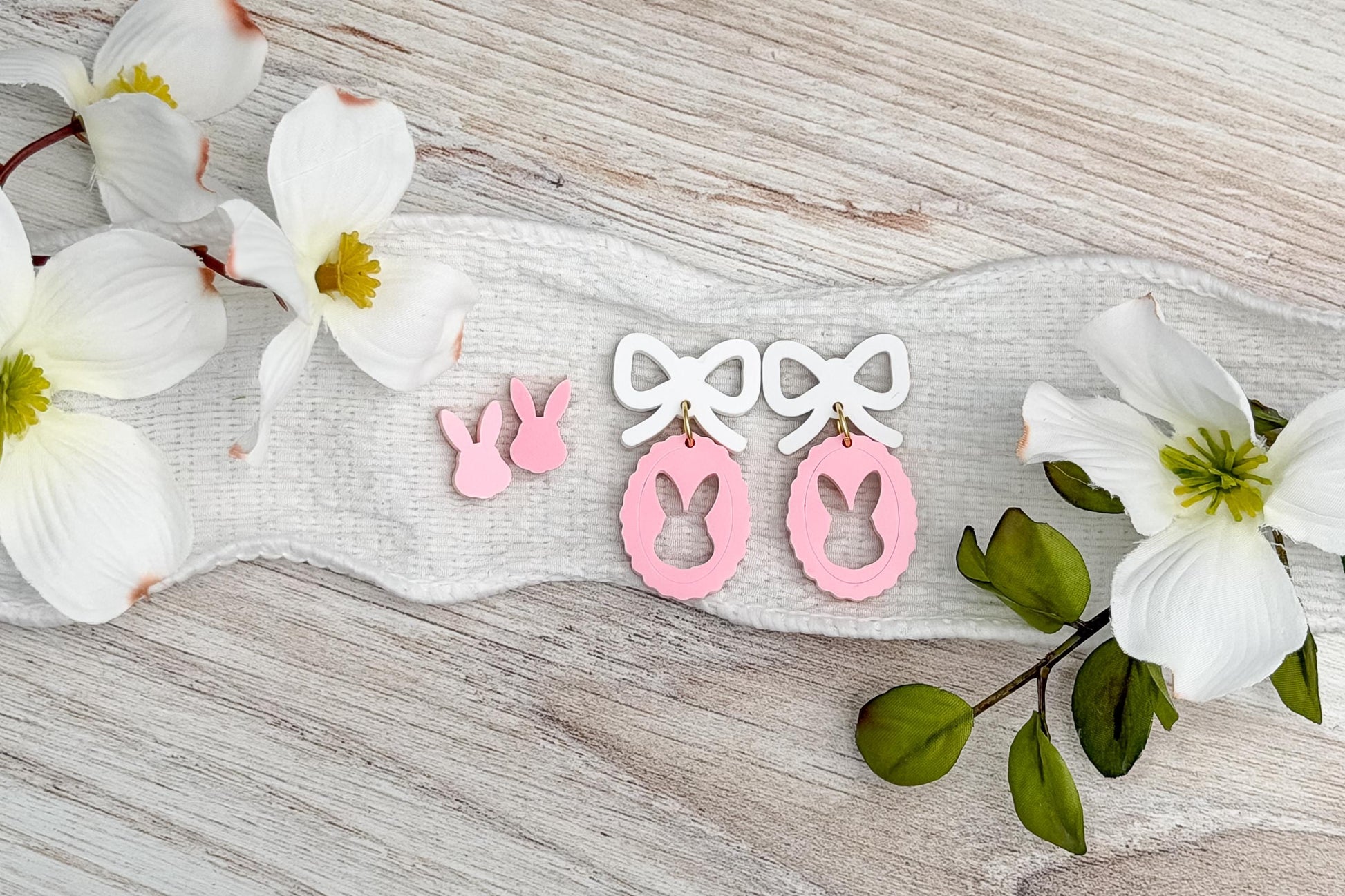 Easter Bunny Earrings SVG Laser Cut File for Dangle and Stud Earrings, Acrylic Bunny Jewelry SVG, Spring Laser Cut Earring File