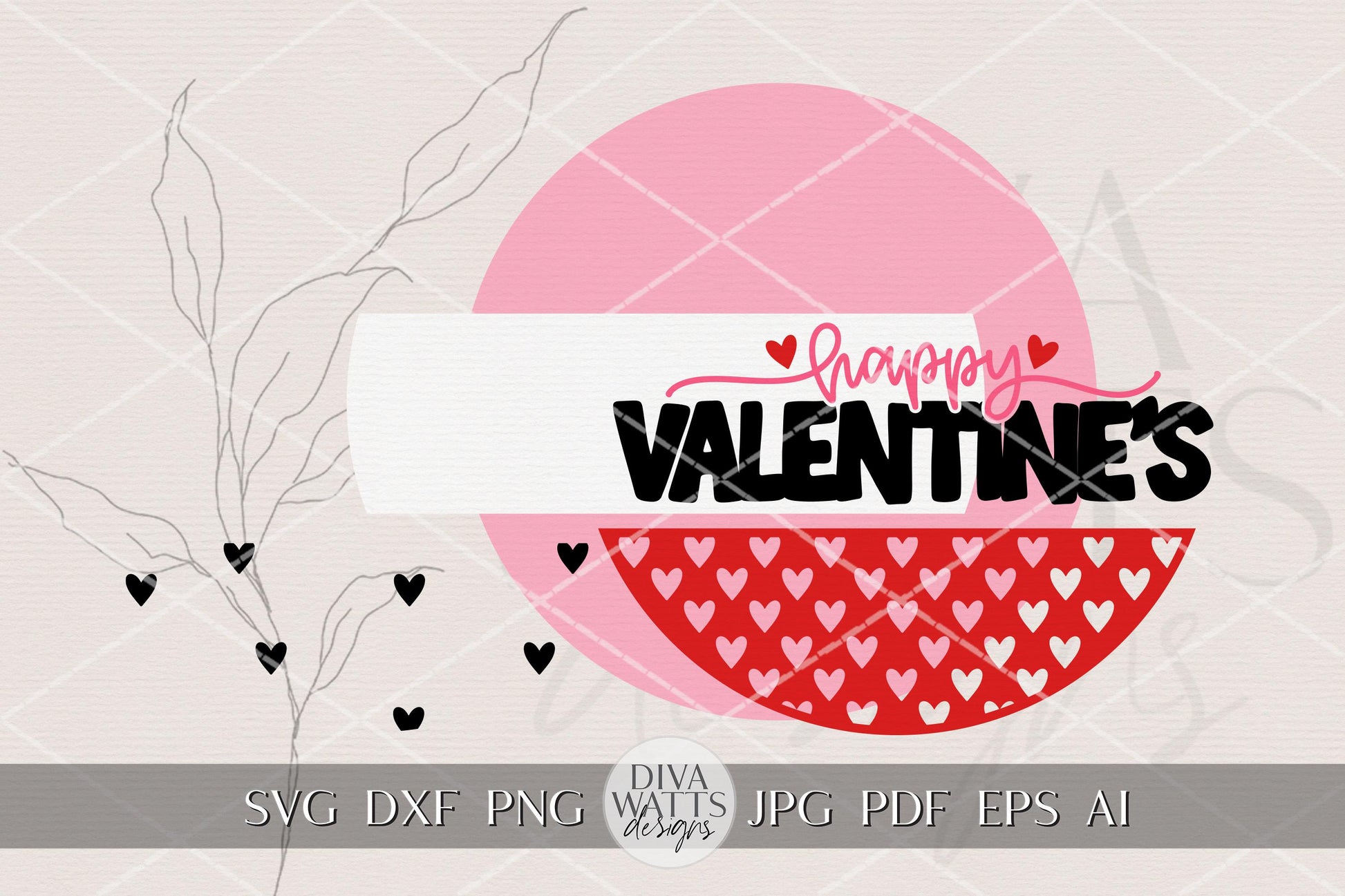 Happy Valentine’s Day Round Door Hanger SVG File, Valentine Door Sign Laser Cut Design, Heart Pattern Porch Decor, Layered DIY Wood Sign SVG