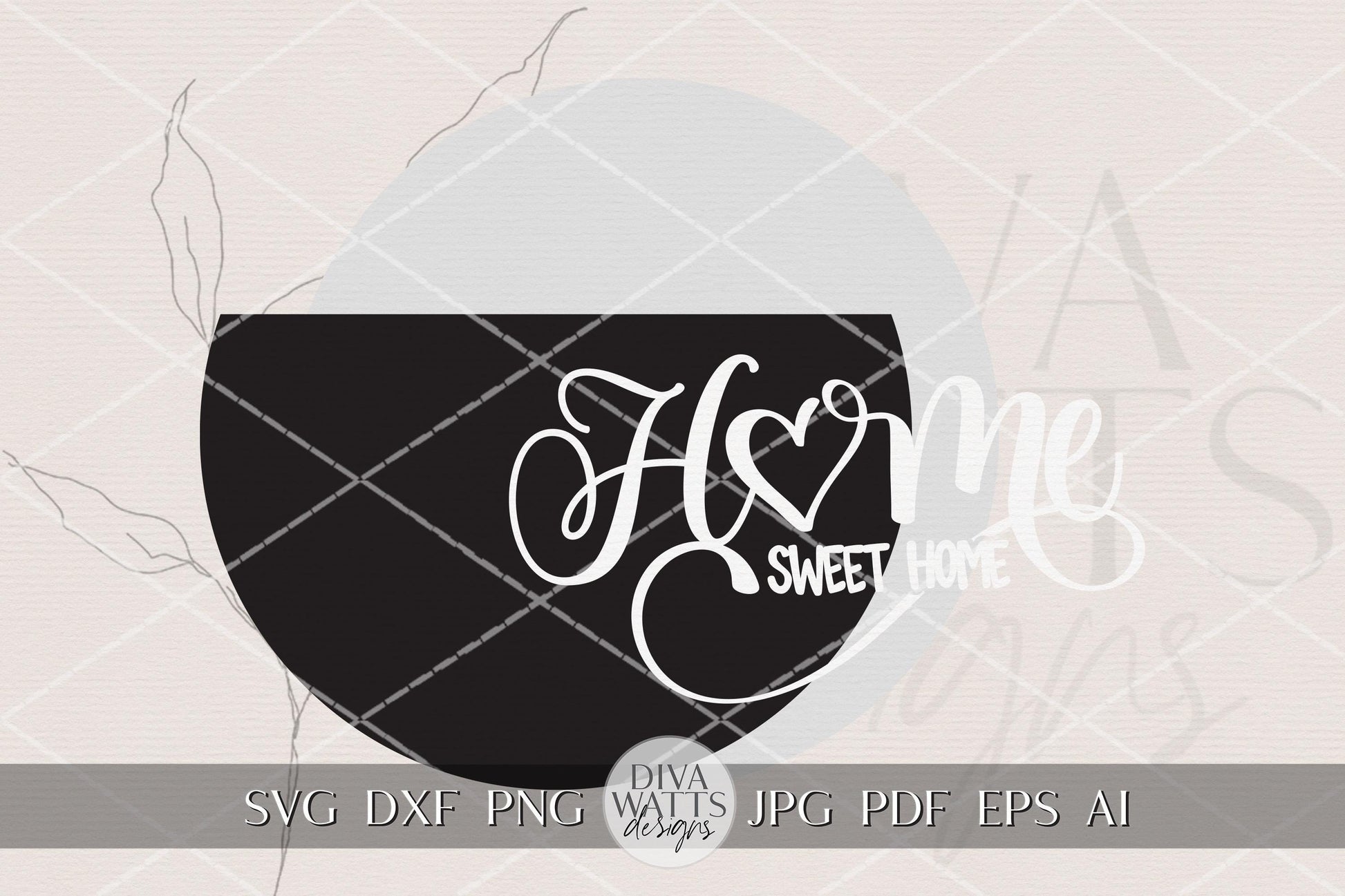 Home Sweet Home Round Door Hanger SVG, Welcome Door Sign Laser Cut File, Farmhouse Porch Decor, Layered DIY Wood Sign SVG