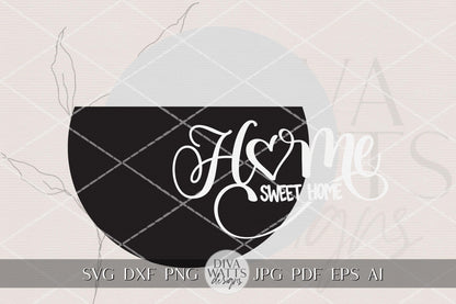 Home Sweet Home Round Door Hanger SVG, Welcome Door Sign Laser Cut File, Farmhouse Porch Decor, Layered DIY Wood Sign SVG
