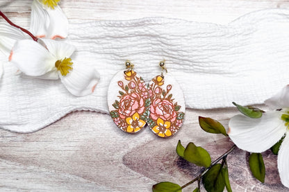 Floral Teardrop Laser Earrings SVG Cut File Vintage Flower Wood Earrings Digital Download for Laser Cutting Only