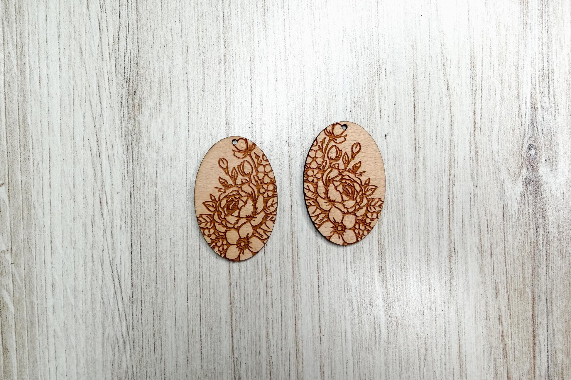 Floral Teardrop Laser Earrings SVG Cut File Vintage Flower Wood Earrings Digital Download for Laser Cutting Only