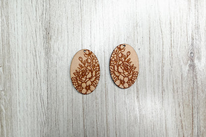 Floral Teardrop Laser Earrings SVG Cut File Vintage Flower Wood Earrings Digital Download for Laser Cutting Only