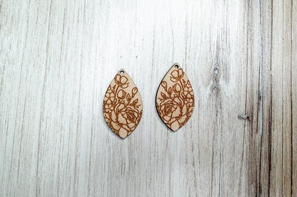 Peony Petal Laser Earrings SVG Cut File Floral Jewelry Design Wood Earrings Digital Download for Laser Cutting Only
