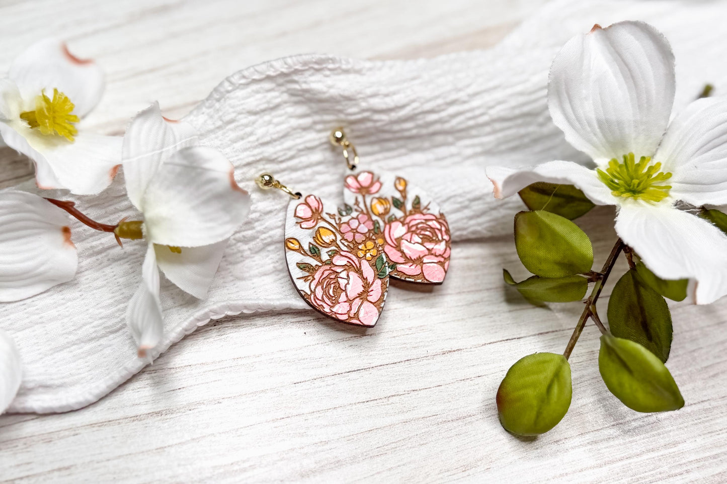 Peony Petal Laser Earrings SVG Cut File Floral Jewelry Design Wood Earrings Digital Download for Laser Cutting Only