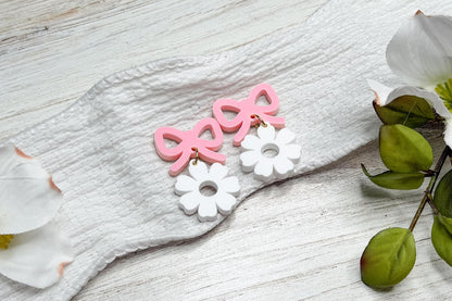 Bow and Daisy Laser Earrings SVG Cut File Floral Dangle Jewelry Design Wood Earrings Digital Download for Laser Cutting Only