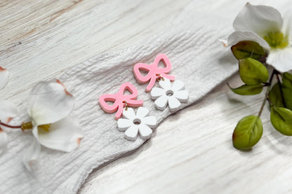 Bow and Daisy Laser Earrings SVG Cut File Simple Floral Dangle Jewelry Wood Earrings Digital Download for Laser Cutting Only