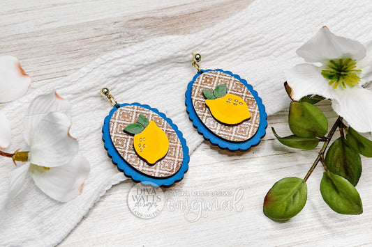 Santorini Lemon Earring SVG Laser Cut File, Mediterranean Moroccan Lemon Earrings Digital Download, Boho Summer Statement Earrings Template