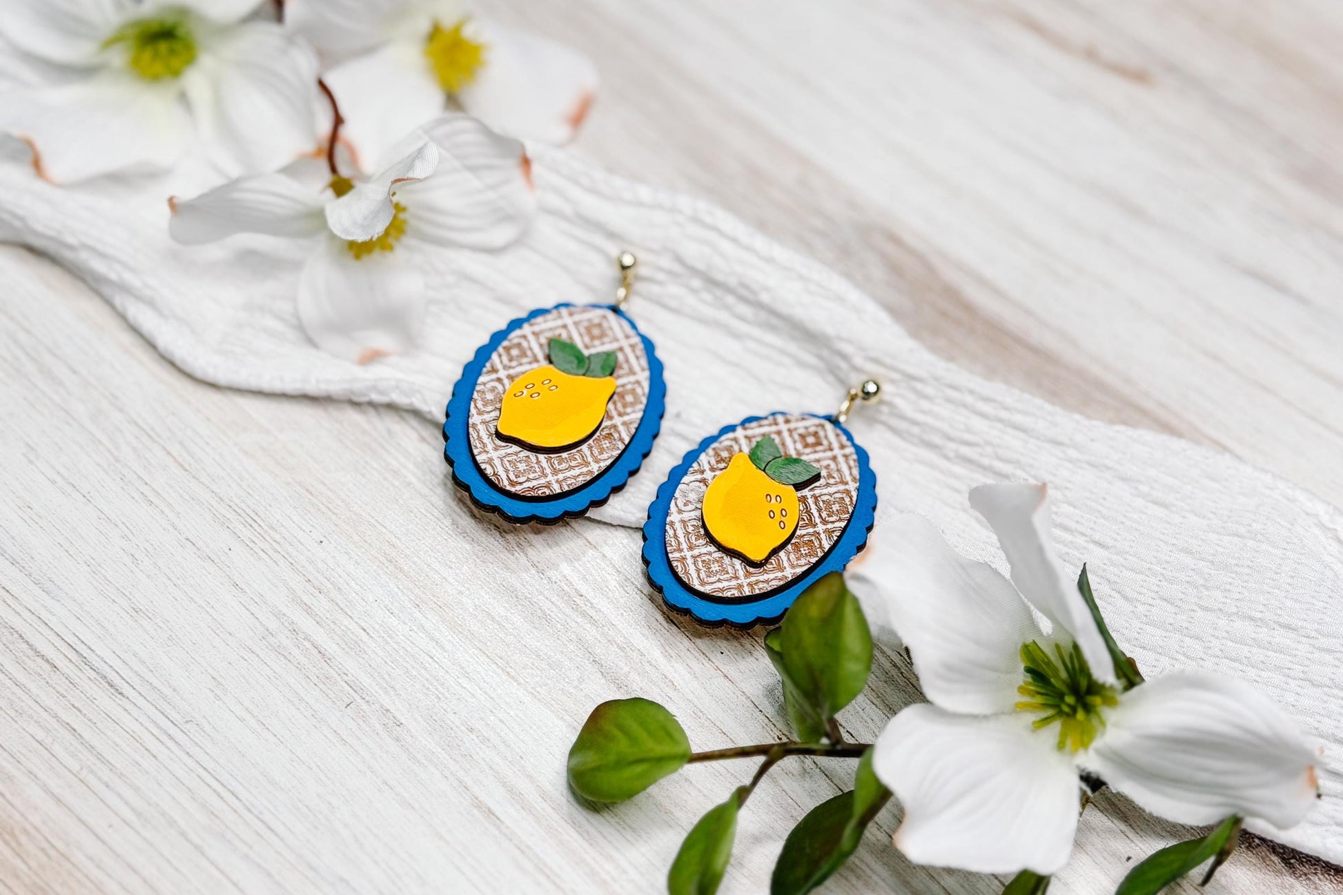 Santorini Lemon Earring SVG Laser Cut File, Mediterranean Moroccan Lemon Earrings Digital Download, Boho Summer Statement Earrings Template