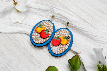 Santorini Tomato Earring SVG Laser Cut File, Mediterranean Moroccan Tomato Earrings Digital Download, Italian Market Boho Earrings Template
