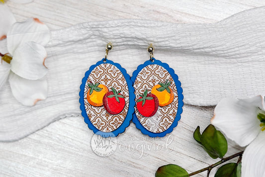 Santorini Tomato Earring SVG Laser Cut File, Mediterranean Moroccan Tomato Earrings Digital Download, Italian Market Boho Earrings Template