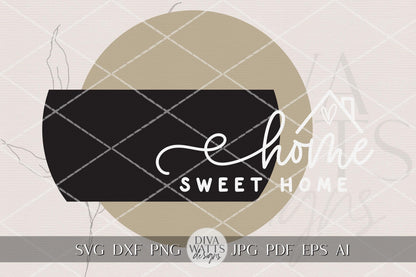 Home Sweet Home Round Door Hanger SVG Laser Cut File Farmhouse Front Door Sign Digital Download for DIY Porch Decor Wood Projects