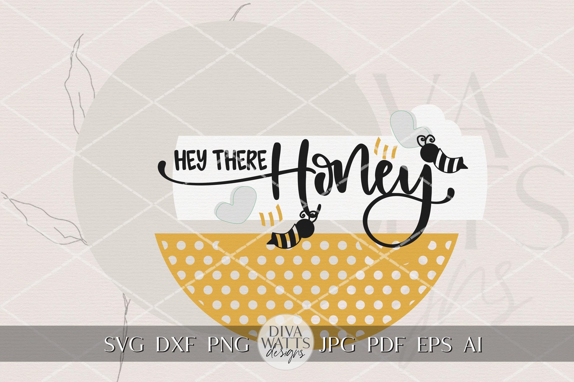 Hey There Honey Bee Round Door Hanger SVG Laser Cut File | Bee Spring Door Sign Digital Download for DIY Porch Decor Glowforge xTool
