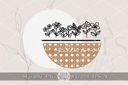 Hello Spring Round Door Hanger SVG for Laser Cutting, Floral Garden Sign Digital File, Spring Porch Decor DIY Laser Cut File