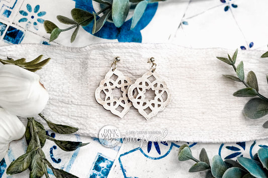 Digital SVG File Instant Download Lace Medallion Dangle Earrings Intricate Boho Boutique-Style Earring Design