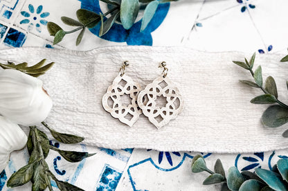Laser Cut Earring Svg Geometric Lace Medallion Dangle Earrings Intricate Boho Statement Earrings Svg For Laser Boutique Makers