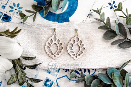 Digital SVG File Instant Download Leaf Frame Teardrop Dangle Earrings Botanical Nature Style Boutique-Style Earring Design